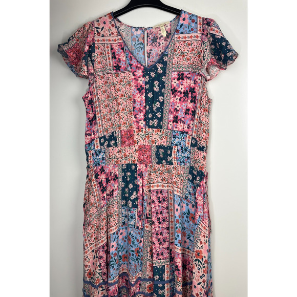 Matilda Jane Wildlife Maxi Dress Pink Teal Floral Boho Patchwork Women's Size XL - Picture 5 of 15